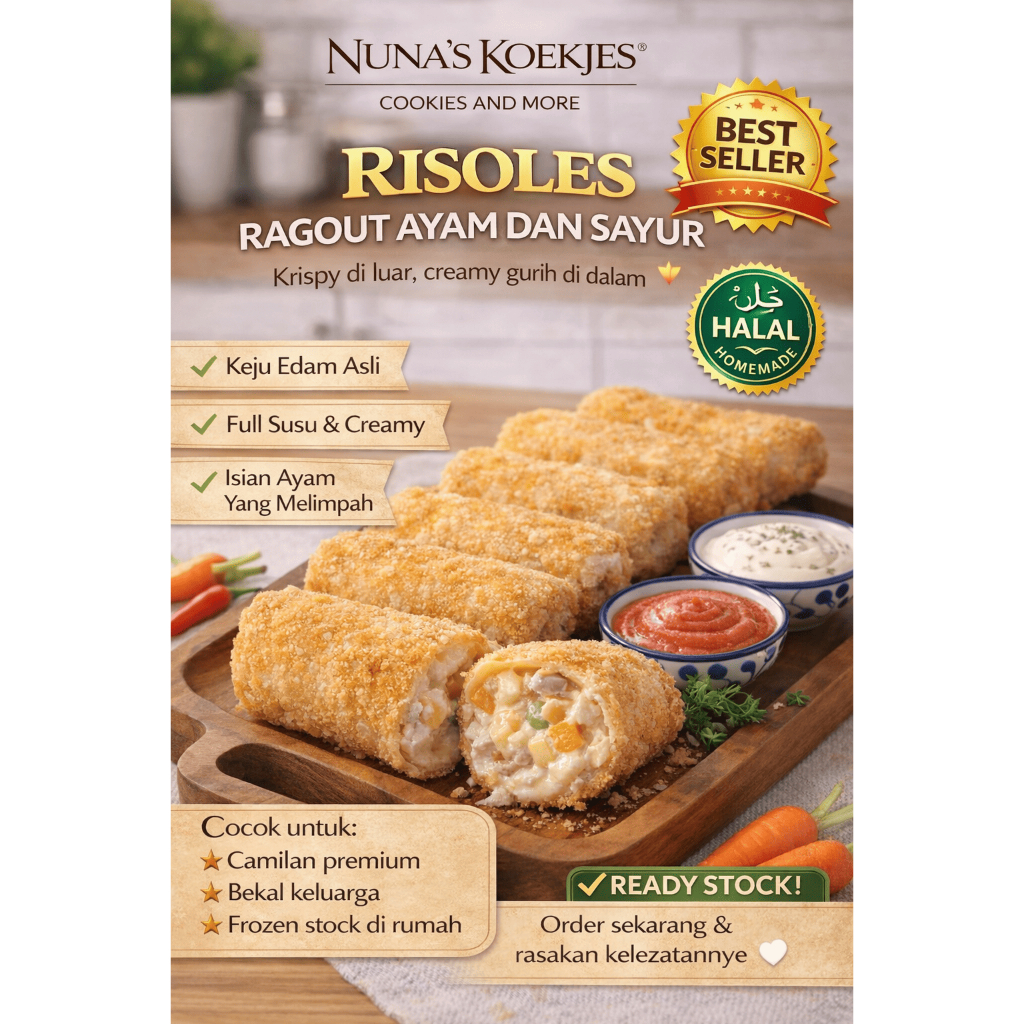 Risol Ragout Ayam Keju Edam/Risoles Ragout Ayam Premium/Risol Ragout Frozen/Risoles Frozen