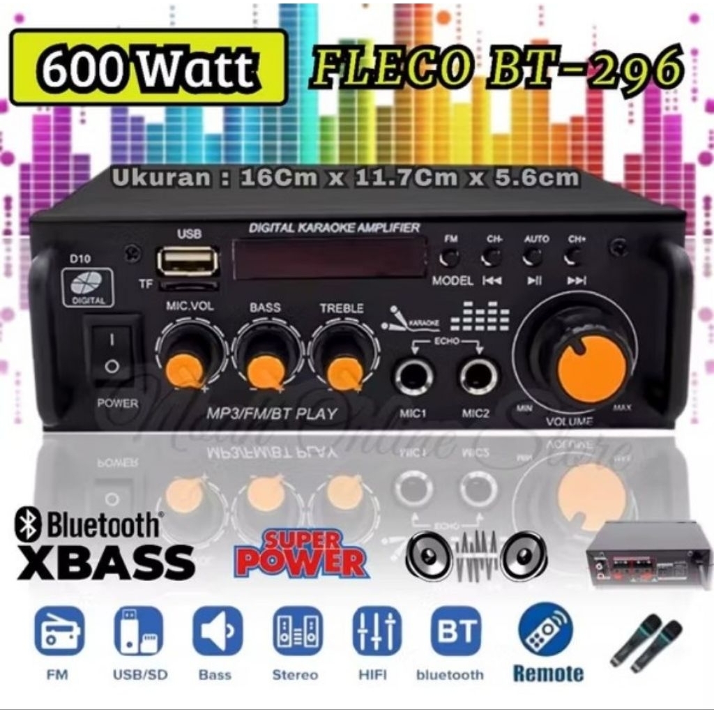 TERBARU 2026 FLECO POWER AMPLIFIER BLUETOOTH SUBWOOFER KARAOKE SUPER BASS