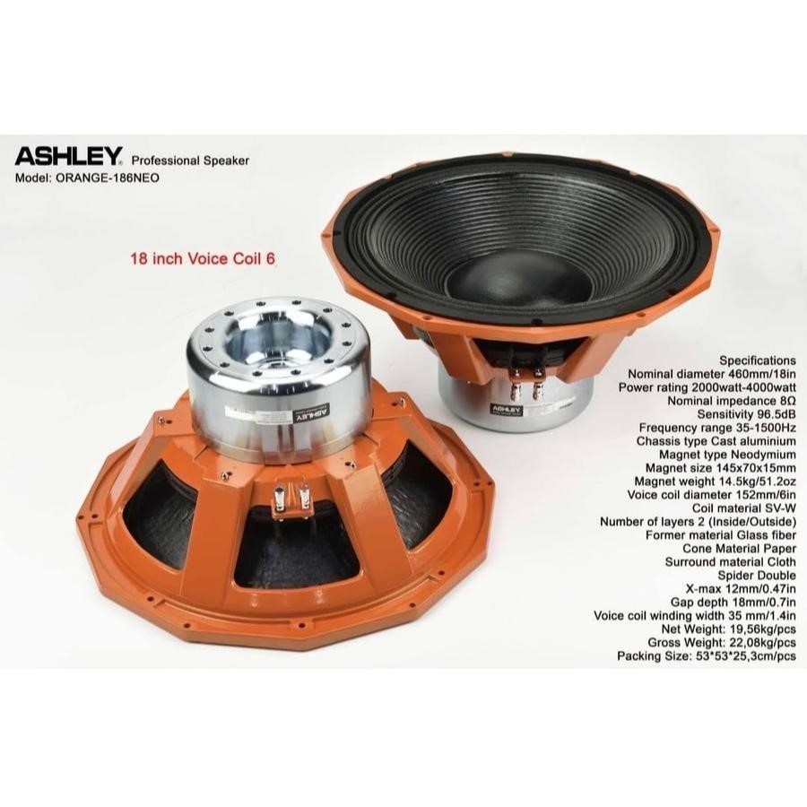 KOMPONEN ASHLEY ORANGE 186NEO SPEAKER COMPONENT ASHLEY ORANGE-186 NEO ORIGINAL 18INCH
