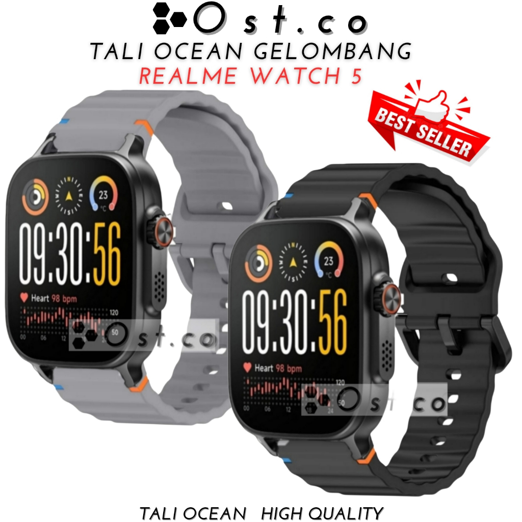 Official Model Strap Realme Watch 5/4 Ocean Tali Gelombang Realme Watch 5 Realme Watch 4