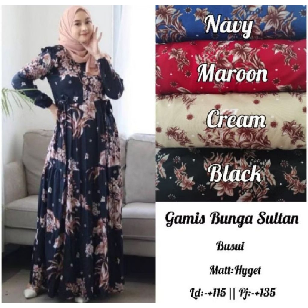 Gamis hyget bunga sultan