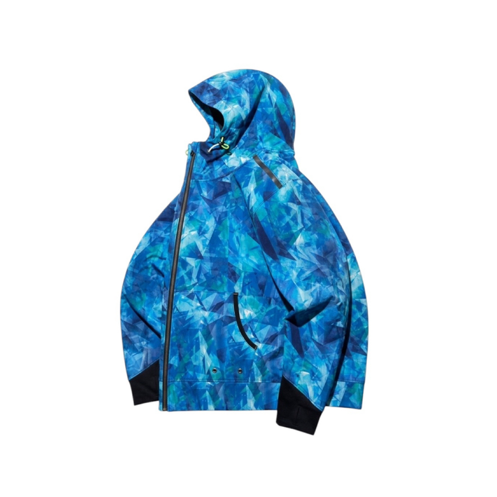 “FInd-out” Blue Abstrak Pattern Shoftshell Jacket