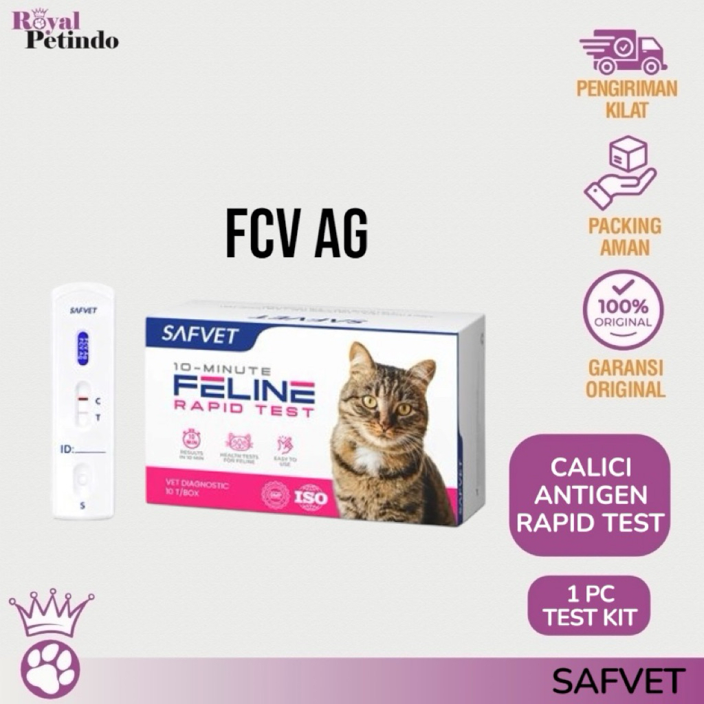 Safvet Rapid Test Kit FCV Ag Feline Calici Virus Anti Gen Calici Virus Kucing Akurat 1 Pc Test Kit