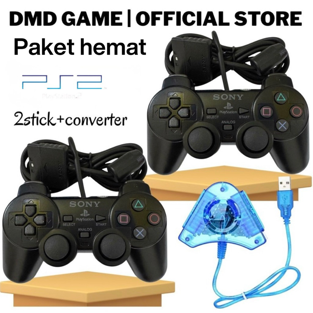 HEMAT 2PCS STIK Paket 2 Stik Analog PS2 dengan Konverter USB 2 Port STIK PS2 ANALOG + CONVERTOR USB 