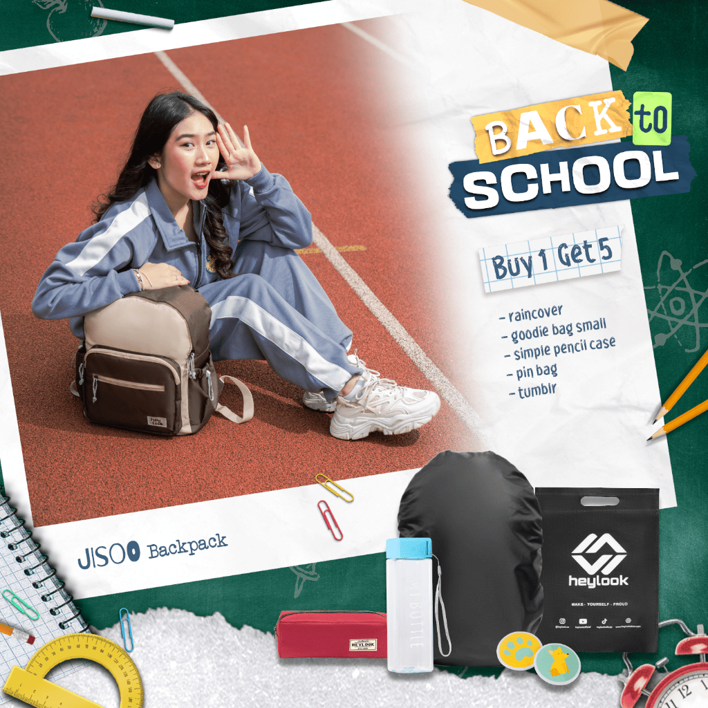 HEYLOOK -  (Paket Hemat Senior) Tas Ransel Wanita JISOO Tas Punggung Backpack Cewek TAS SEKOLAH SD S