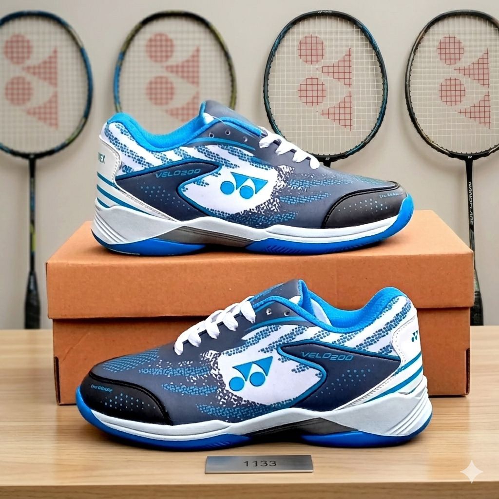 Sepatu Badminton Anak Yonex Velo 200 Blue White - Sepatu Bulutangkis Anak Junior