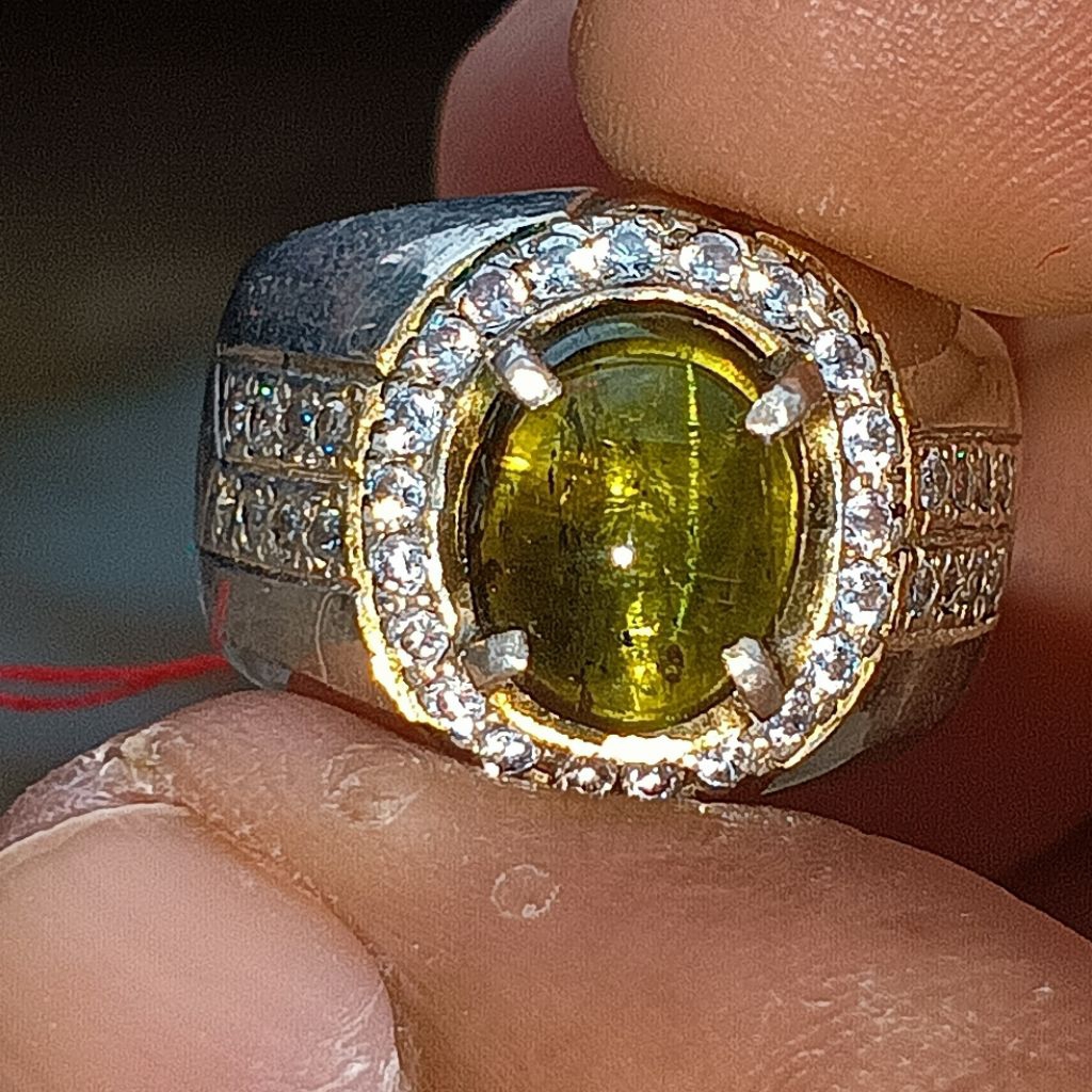 permata green tourmaline cat eye ring perak 60