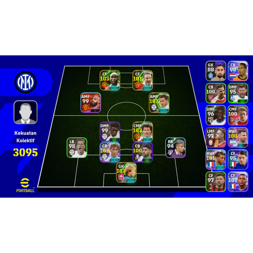 Akun Efootball Mobile Manchester United (King EMYU) Epic Berbatov, Cole, Robson