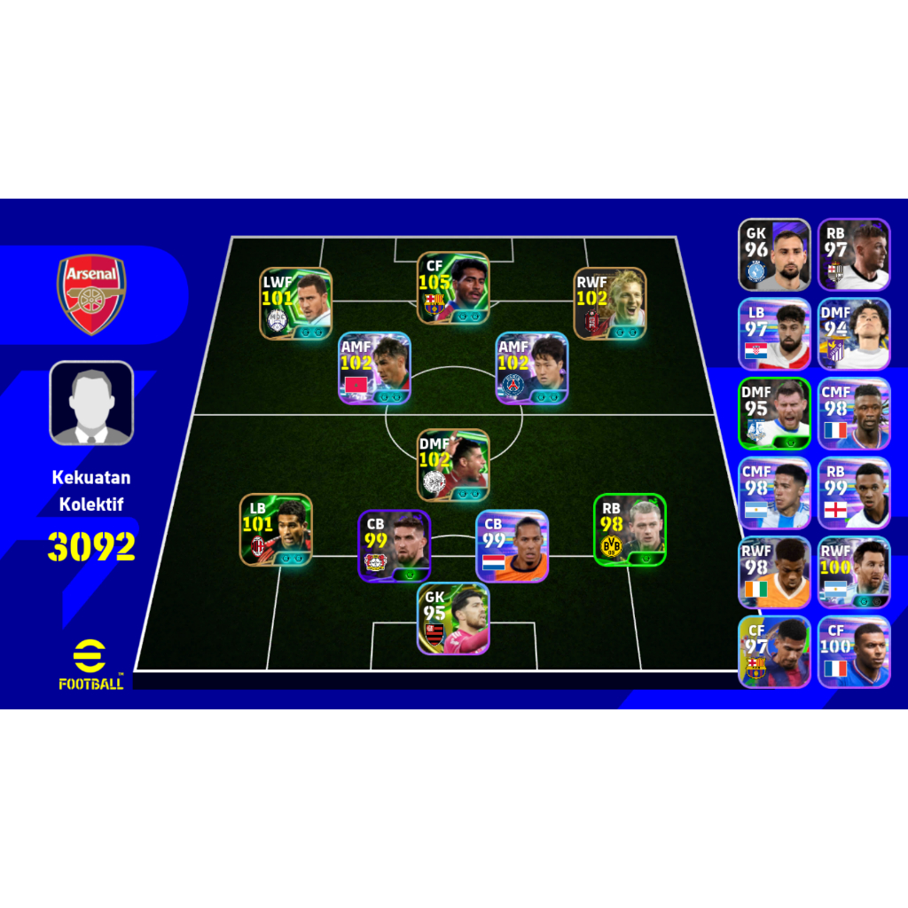Akun efootball mobile Epic Romario, Rijkard ft Diaz, Lee kang In