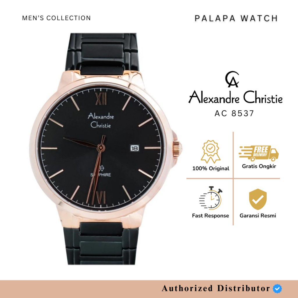 Jam Tangan Pria Alexandre Christie AC 8537 / AC8537 Sapphire Rantai Original