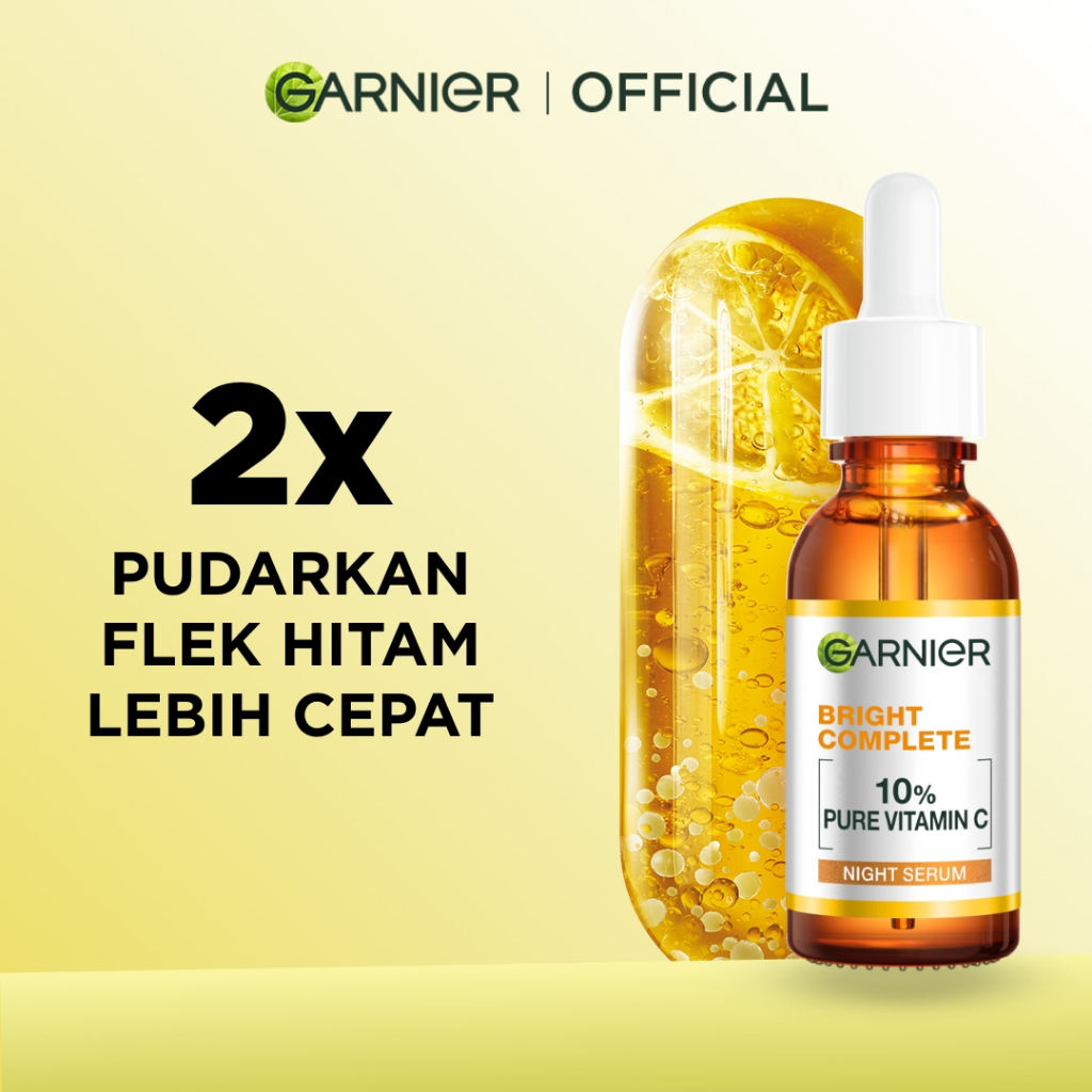 GARNIER Serum Bright Complete Overnight PURE VITAMIN C Night Serum 15ml 30ml - Skincare Mencerahkan 