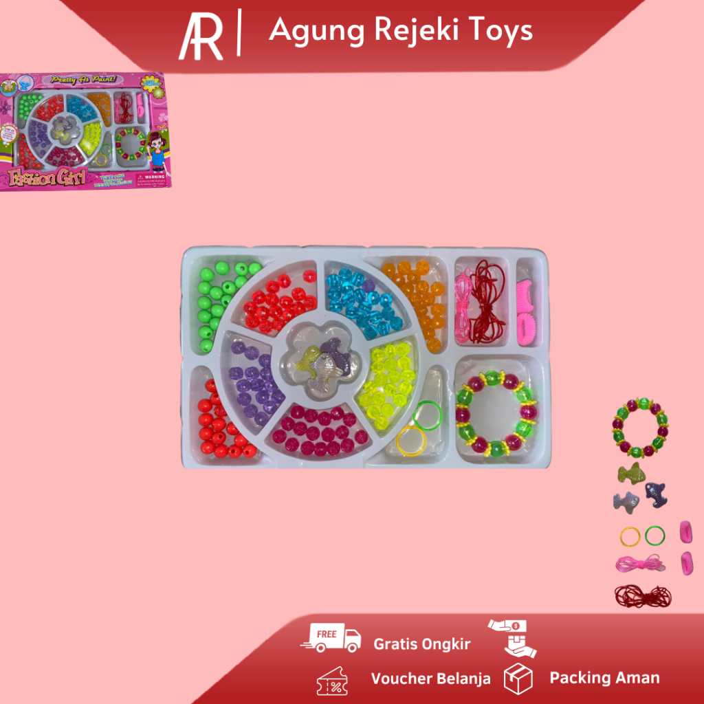 DIY Mainan Anak Manik2 Kreasi Meronce Gelang Kalung DIY Fashion Girl 3304