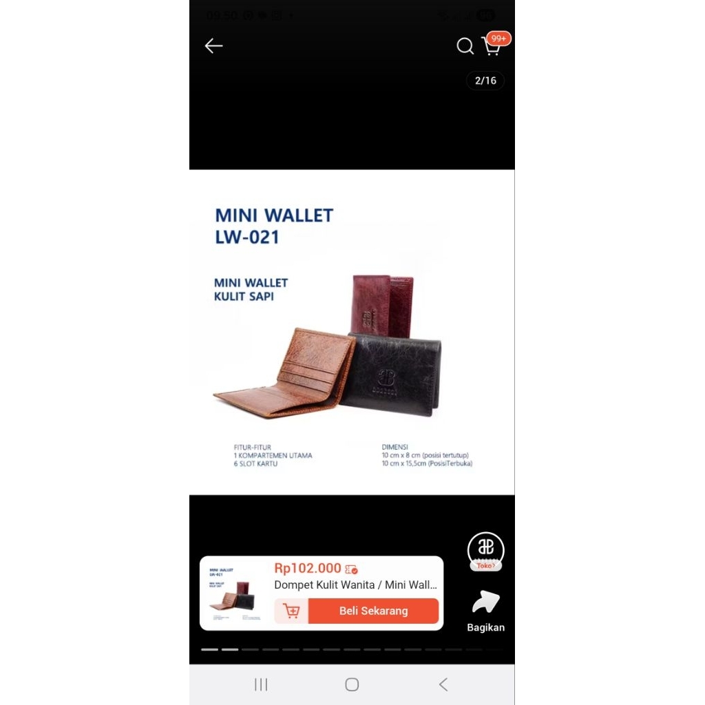 dompet lipat kulit abekani mini wallet