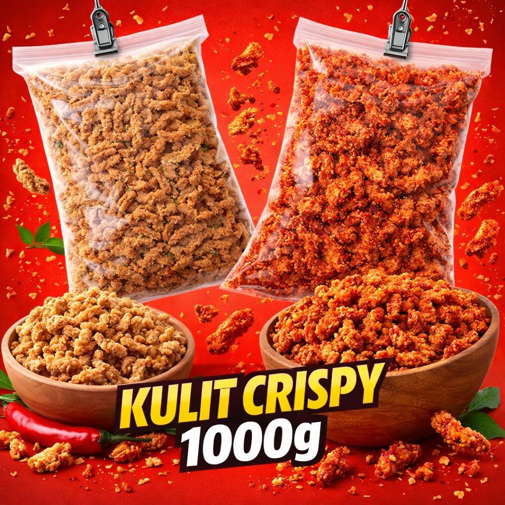 NGEMILYUKK29 - KULIT AYAM CRISPY 1000G 1KG - RASA ORIGINAL & PEDAS - MAKANAN CEMILAN SNACK RINGAN