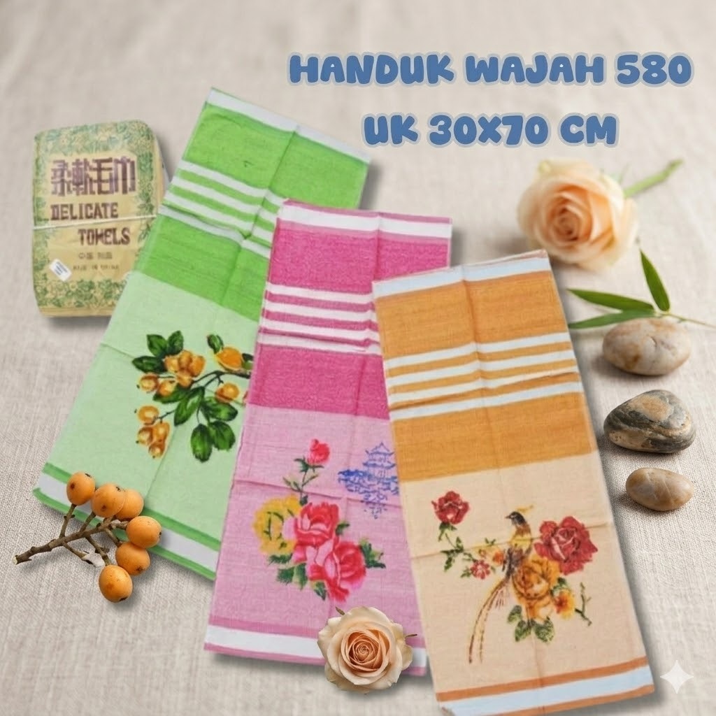 GROSIR 1 lUSIN Handuk Wajah 580 Kecil Warna Face Towel Motif Lukisan Indah 30x70cm || HANDUK SJE FS/