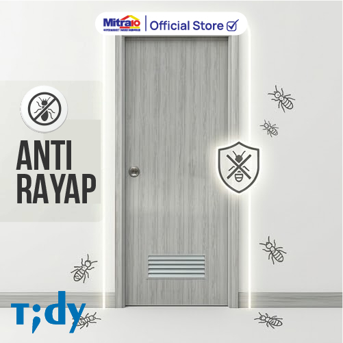Pintu Kamar Mandi WC Toilet PVC Bukaan Kanan/Kiri dengan Gagang Pintu BAS 70X195 Cm Grey Tidy [INCLU