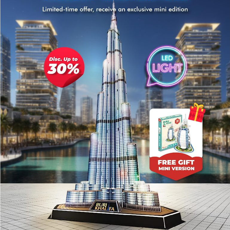 CUBICFUN Burj Khalifa LED L133H - 3D Puzzle