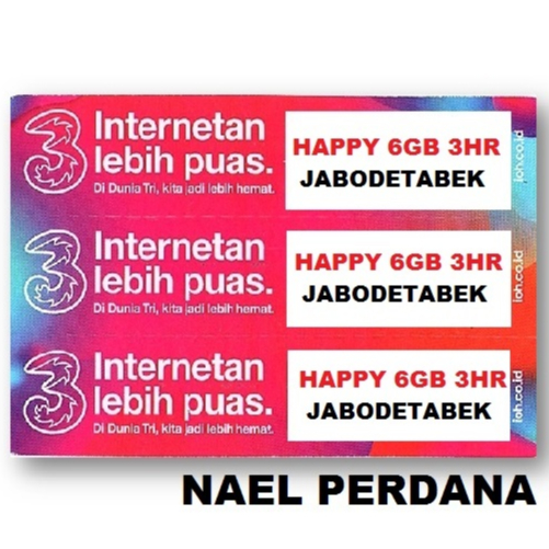 VOUCHER TRI HAPPY 6GB 3HARI JABODETABEK