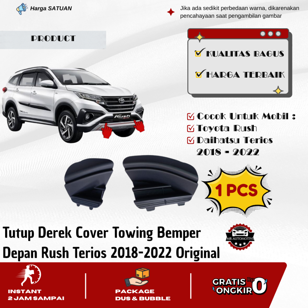 Tutup Derek Cover Towing Bemper Depan Rush Terios 2018-2022 Original