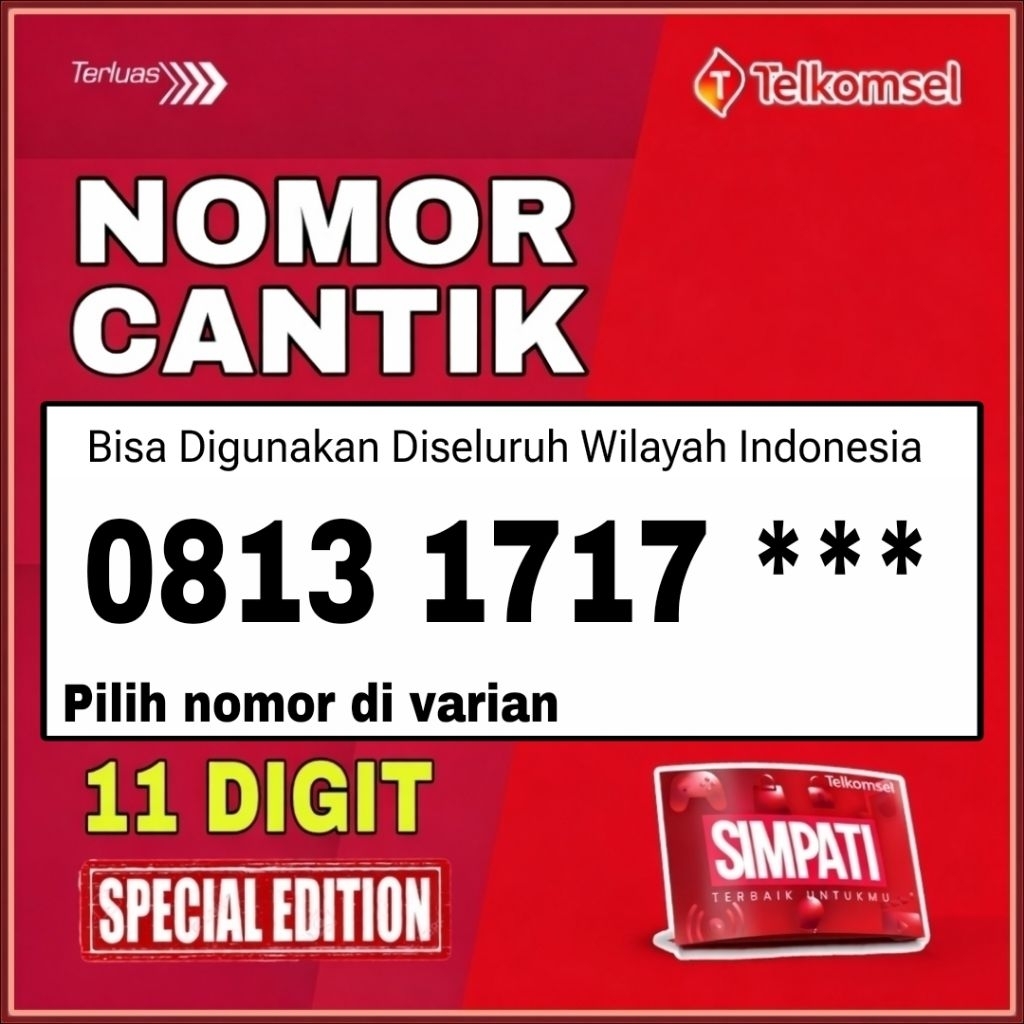 Nomor cantik simpati 11 digit kartu perdana Telkomsel rapih seri 1717