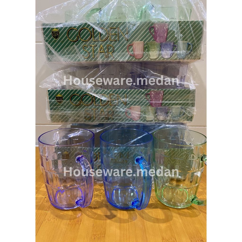GELAS PLASTIK JUMBO GOLDEN STAR | BAHAN TEBAL | GELAS TEH KOPI JUMBO | CANGKIR JUMBO | GELAS AKRILIK