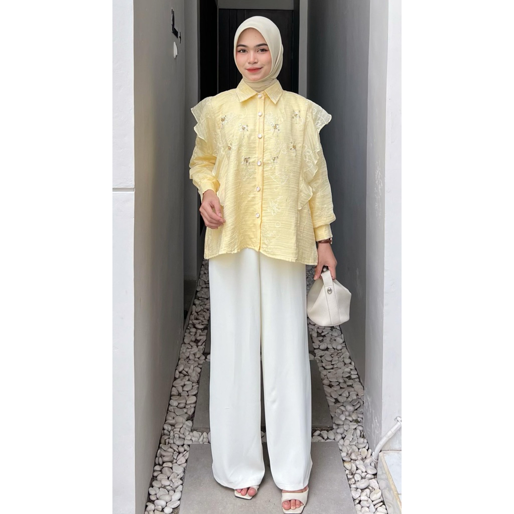 Mona Shirt Atasan Kemeja Bordir | Athayaa Daily Pakaian Wanita Original/ Blouse athayaa / kemeja ath