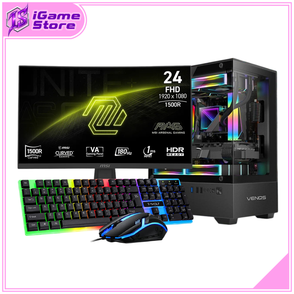 FULL SET PC GAMING AMD RYZEN 5 5600G/Monitor 24"/DDR4 16GB/SSD MANTUL GAN