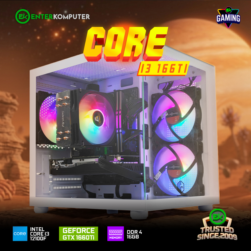 EK Gaming Core i3 - 166 Ti - PC Rakitan Gaming  Core i3-12100F GTX 1660 Ti 6GB RAM DDR4 16GB - Enter