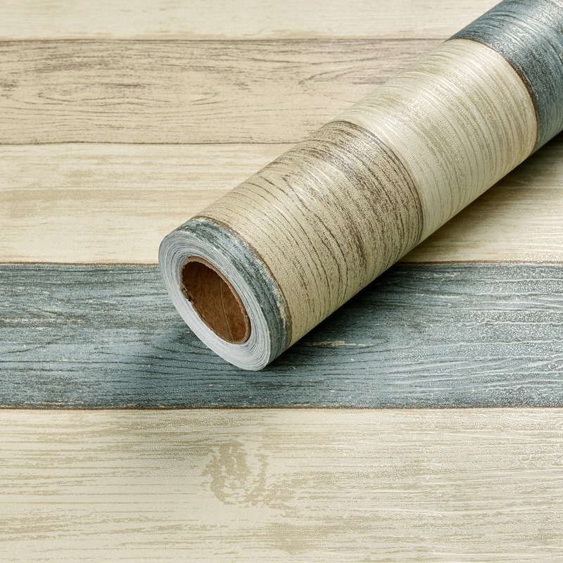 Wallpaper Dinding / Wallpaper Sticker KAYU BIRU KREM