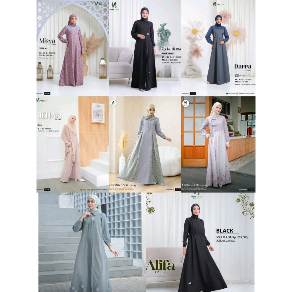 BAJU GAMIS DRESS DEWASA TERBARU NEWSTEP || DARRA, MEGAN, JEHAN, ALIFA, TSANIYA , CALESTIA,  YEOJA, M