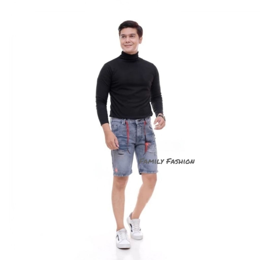 BROARDSHORT Jeans Sobek/Celana Pendek Premium Denim Warna Biru Navy Hitam Abu Retro size 28-39