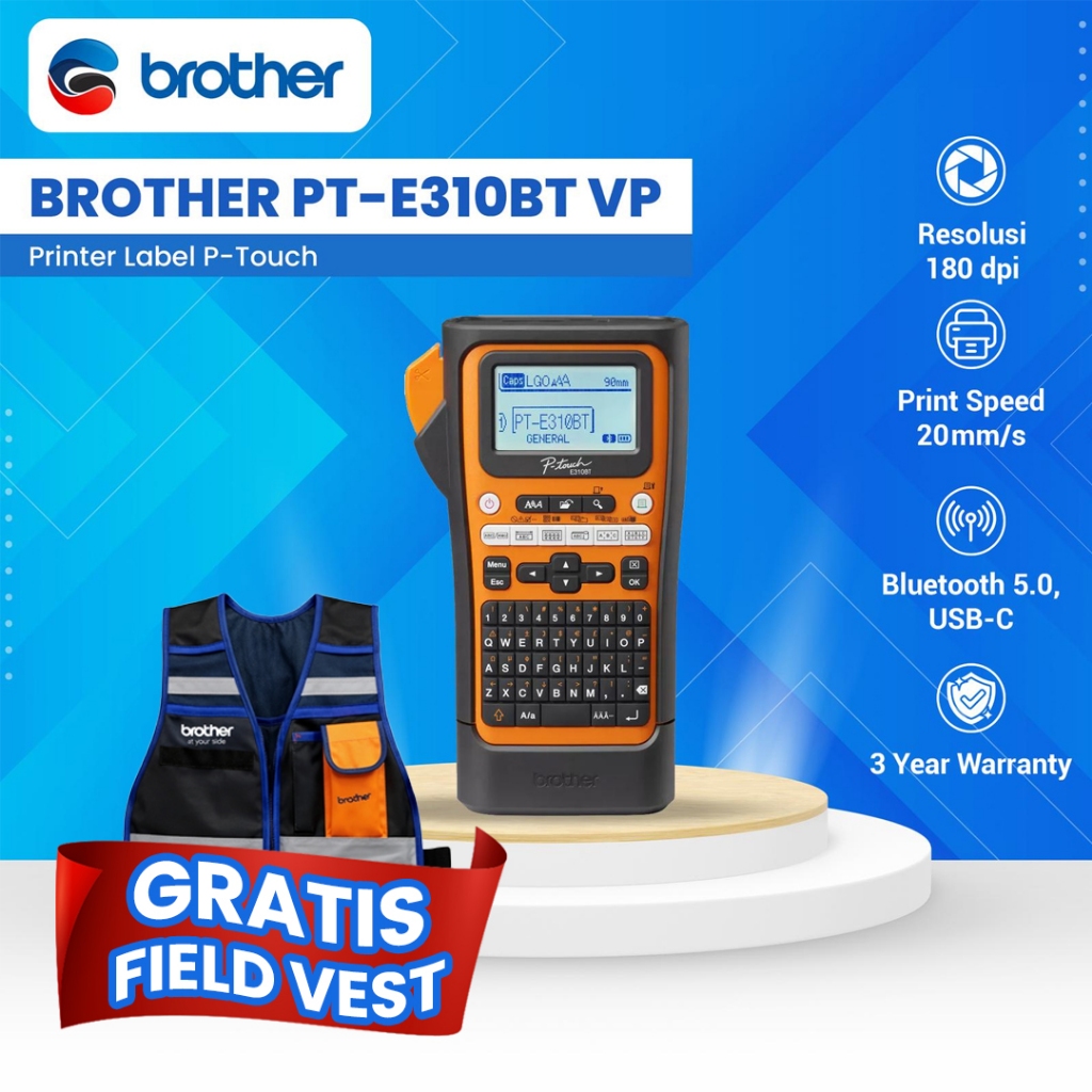 BROTHER Printer Label P-Touch PT-E310BT VP Bluetooth pengganti PTE300VP | PTE310BT PT E310BTVP PTE 3