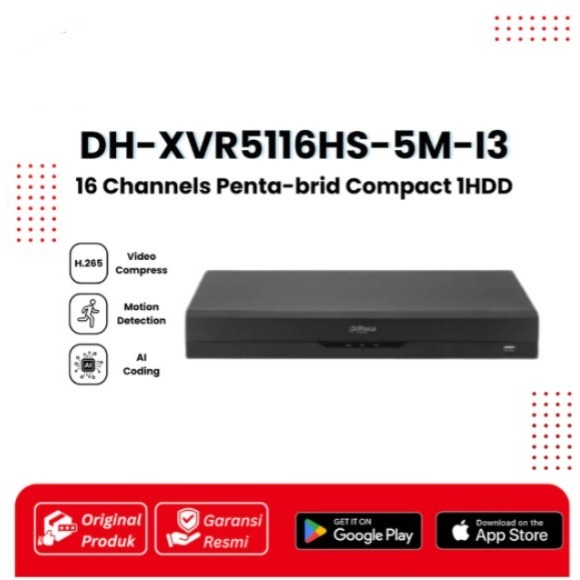 DVR DAHUA 16CH 16 CHANNEL 5MP DH-XVR5116HS-5M-I3 H.265