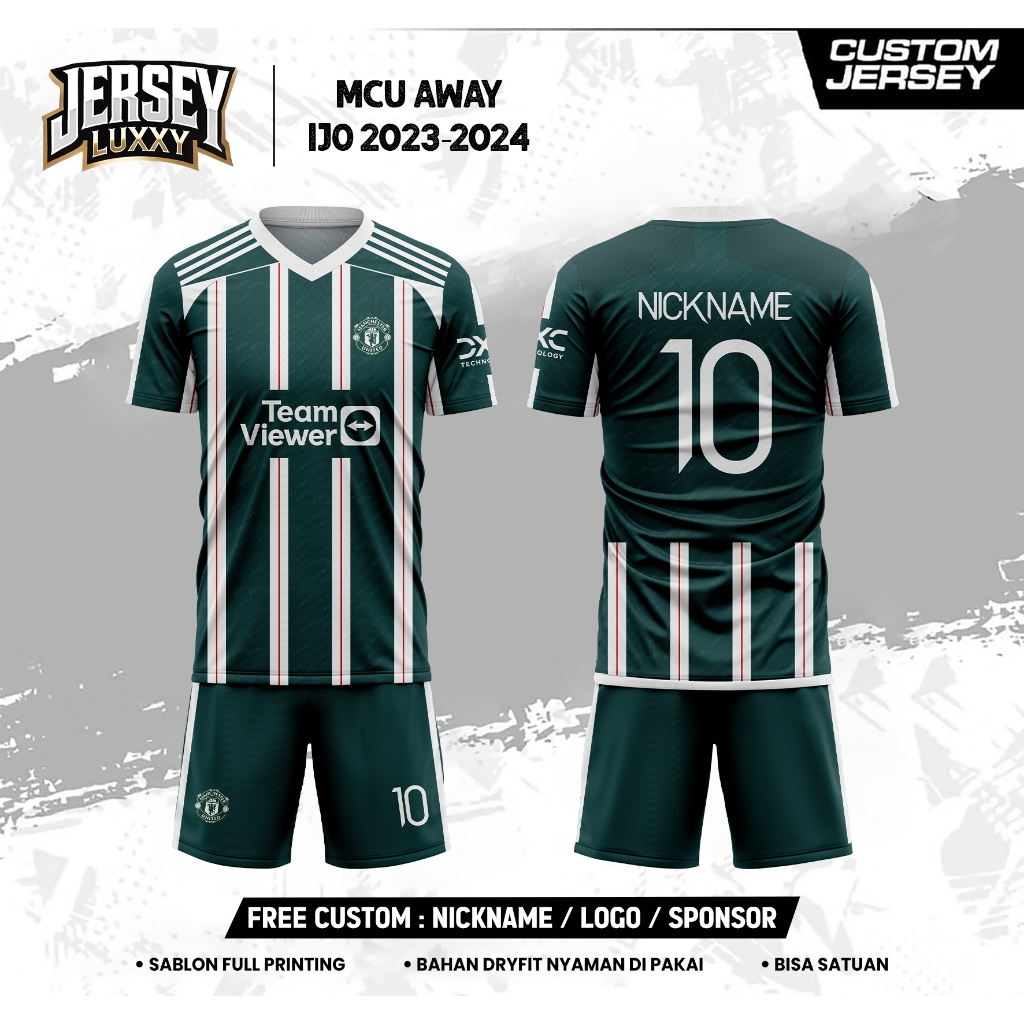 Jersey Bola MANCHESTER UNITED AWAY IJO 2023-2024 PENDEK Free custom nama dan no punggung Full printi