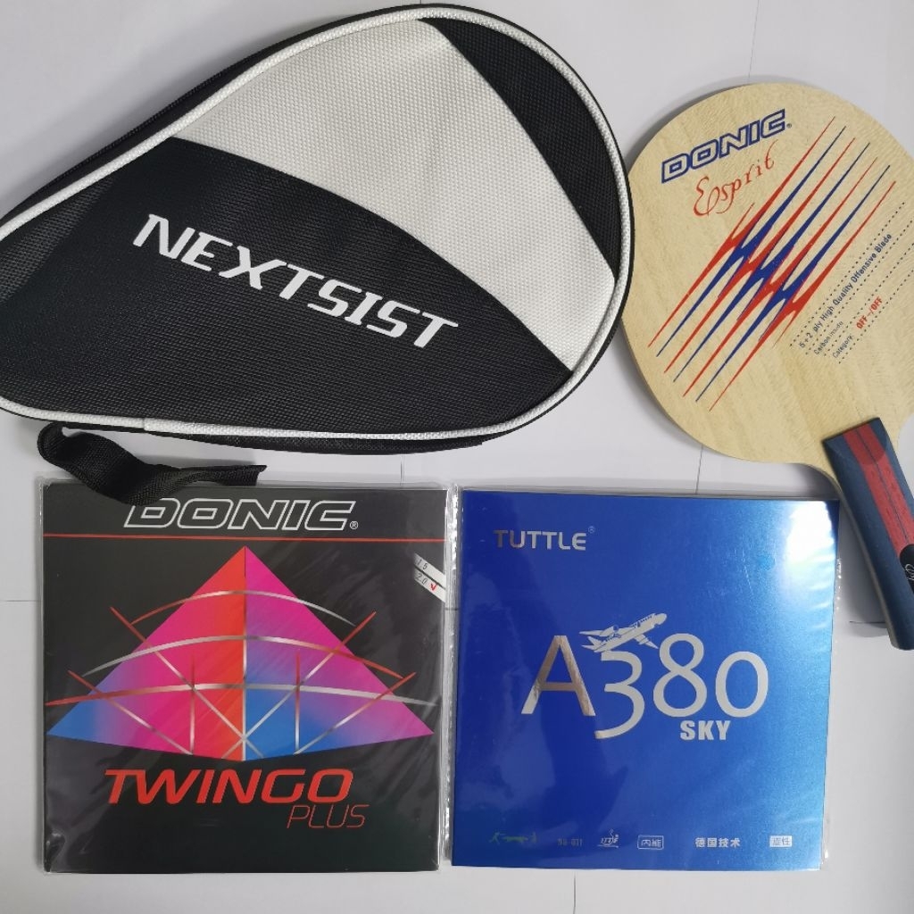 DONIC - Bat Pingpong Donic Esprit Carbon plus karet Donic set