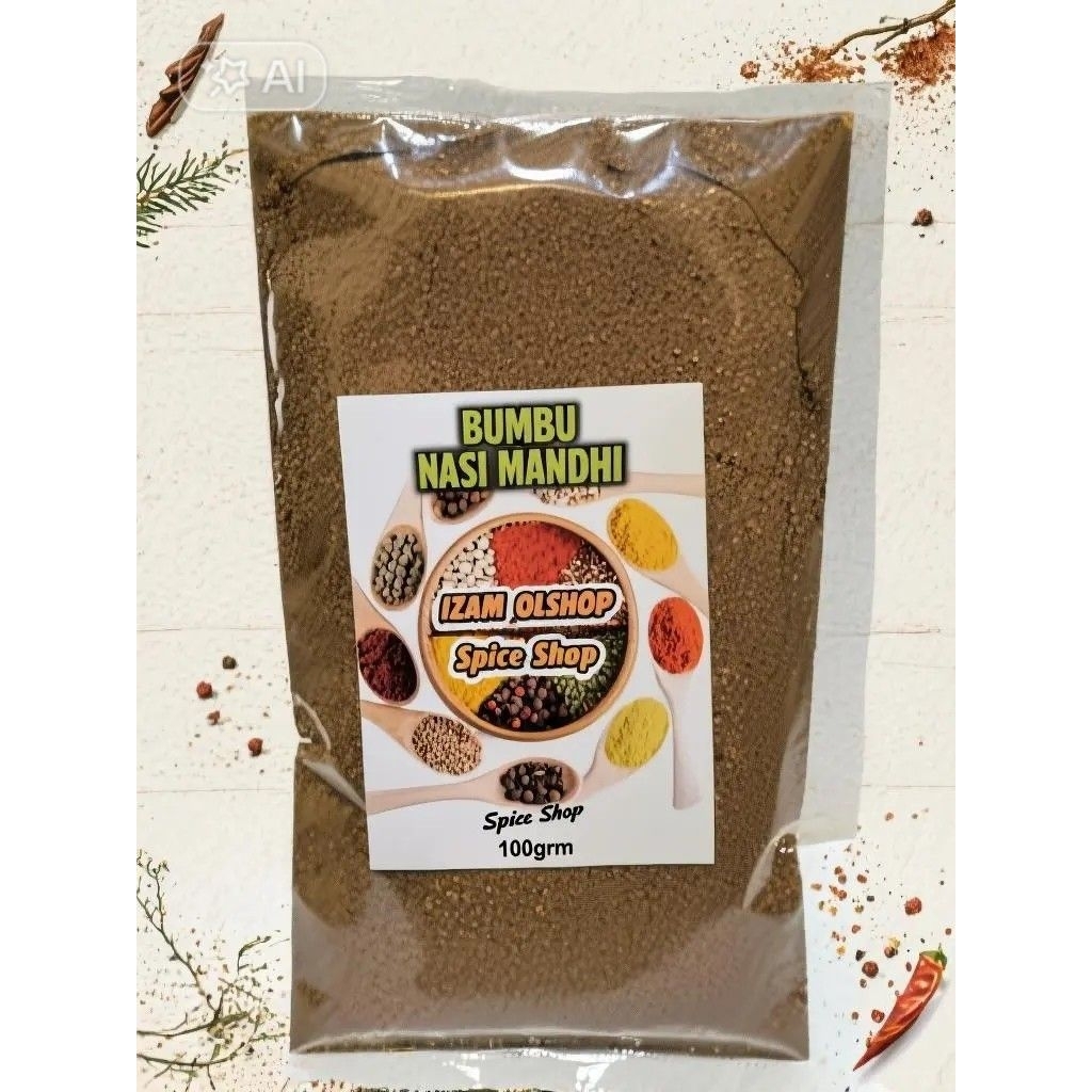 Cap Izam Olshop Bumbu Nasi Mandhi 100gram untuk 4-5 Liter Beras Rempah Hijau Cabai Bubuk Masakan Pen