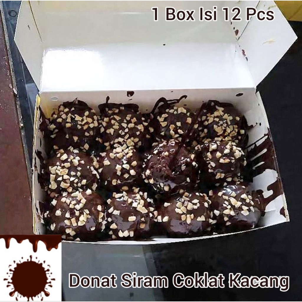 Asli Lumer / Donat Coklat Siram / Toping Kacang / Isi 12 Pcs
