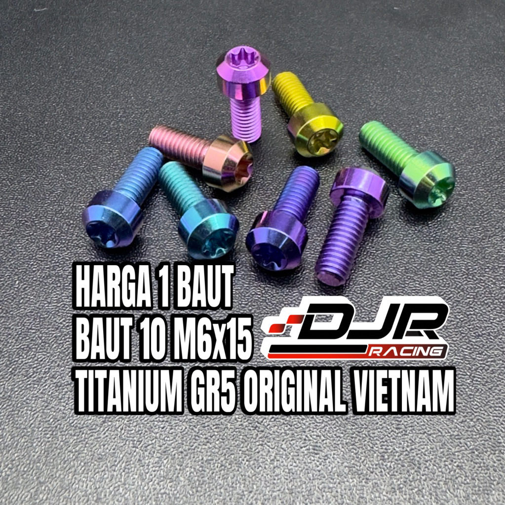 Baut 10 Titanium 6x15 Small Head Baut 10 Panjang 1,5 cm Original Vietnam