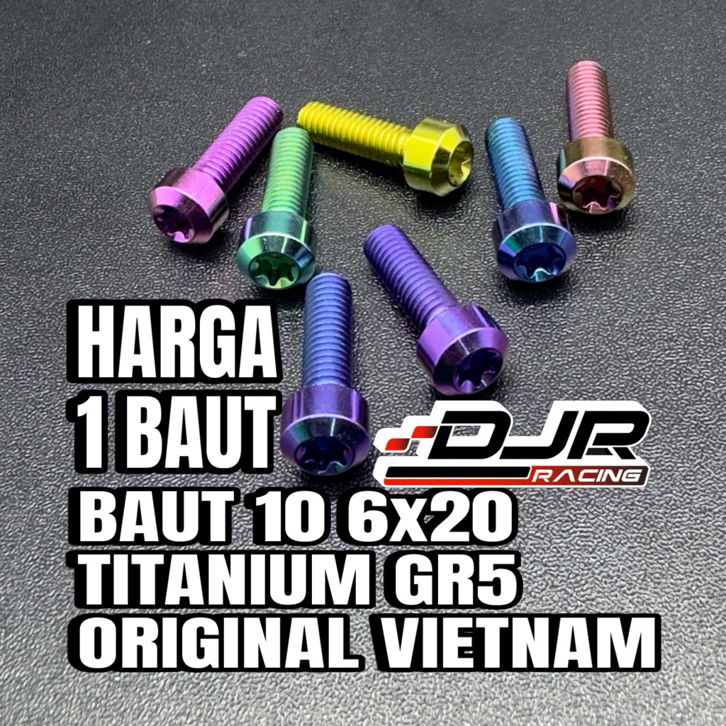 Baut 10 Titanium 6x20 Small Head Baut 10 Panjang 2cm Original Vietnam