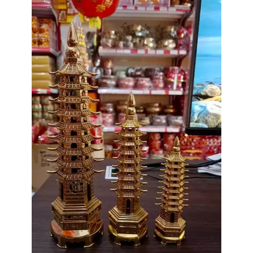 [FENGSHUI] Miniatur Pajangan Pagoda/Pagoda 3 Ukuran/Pagoda Fengshui Emas/Dekorasi Miniatur Pagoda Be