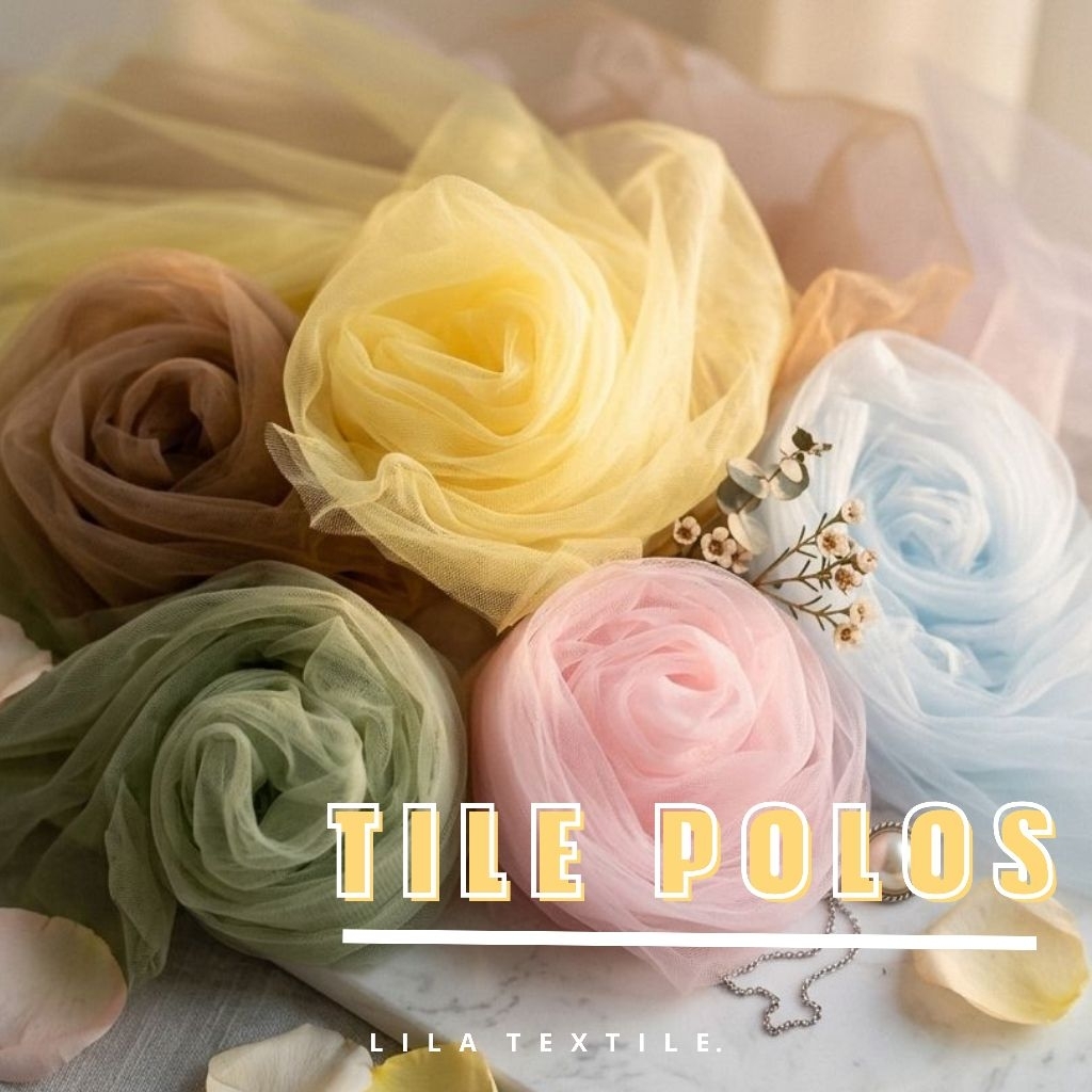 TILE POLOS PREMIUM ,( harga per setengah meter) soft tulle , kain tile halus lembut , tile polos var