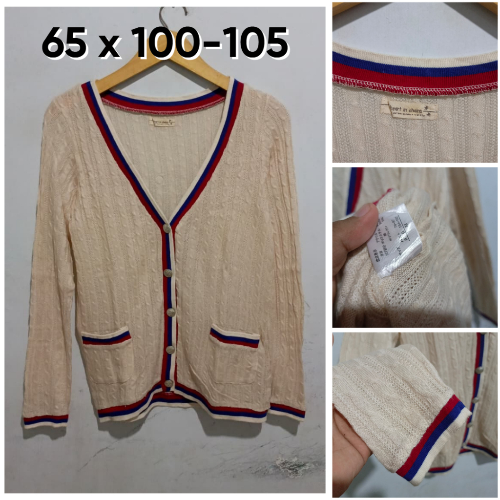 Cardigan Heart in Chains Coklat Susu Coksu Cable Knit Outer Rajut Knit E047