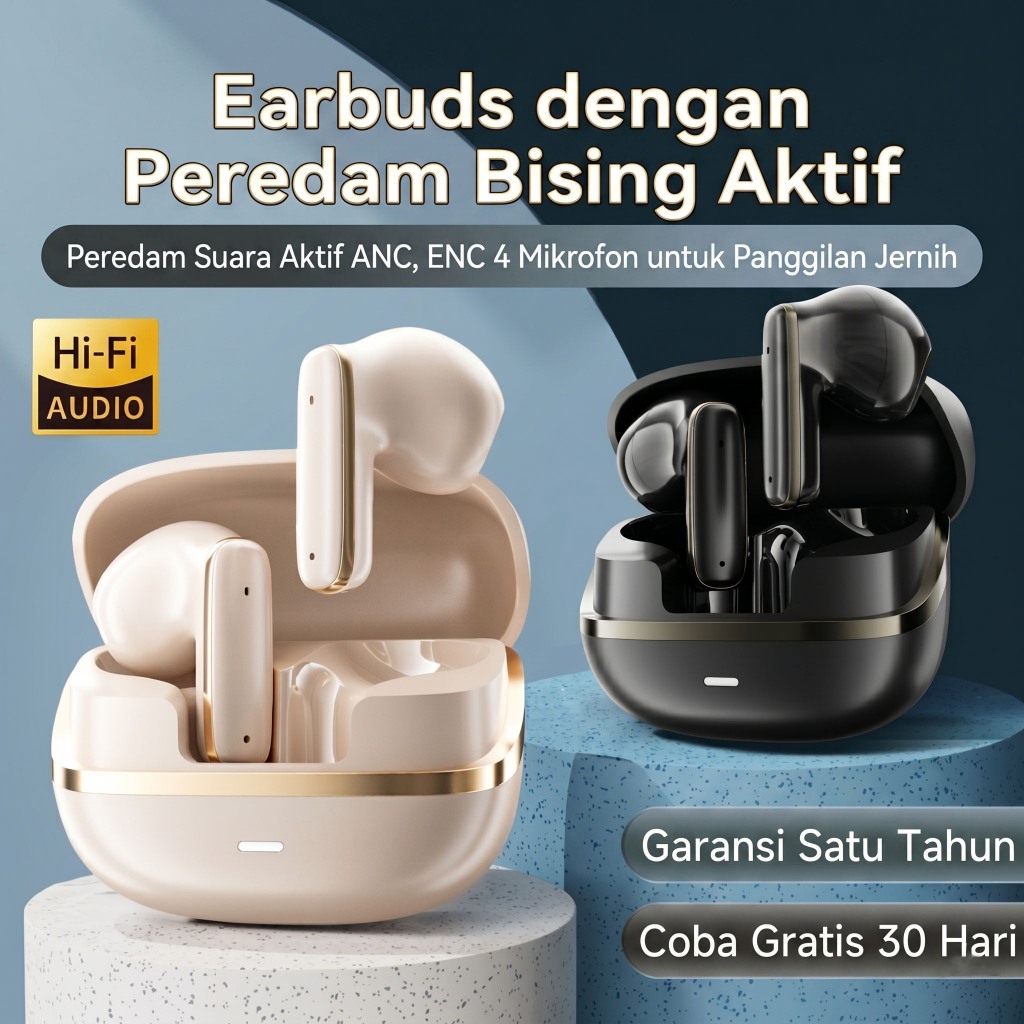 S100 True Wireless Earbuds TWS Earphone Nirkabel Headset Bluetooth 6.0 Baterai Tahan 50 Jam ENC Gami