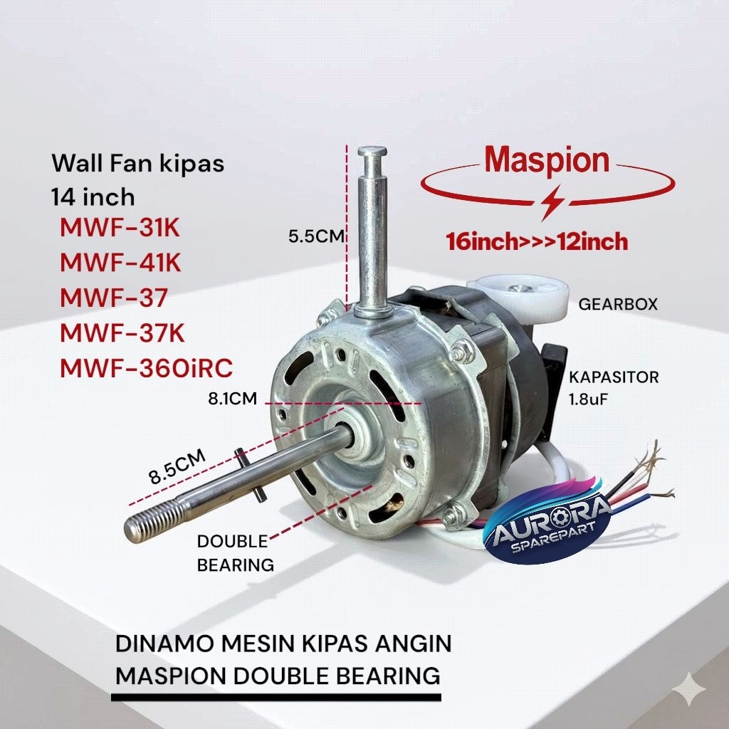Dinamo/Mesin Kipas Angin Dinding 14inch Maspion Double Bearing As 8.5CM MWF-31K MWF-41K MWF-37 MWF-3