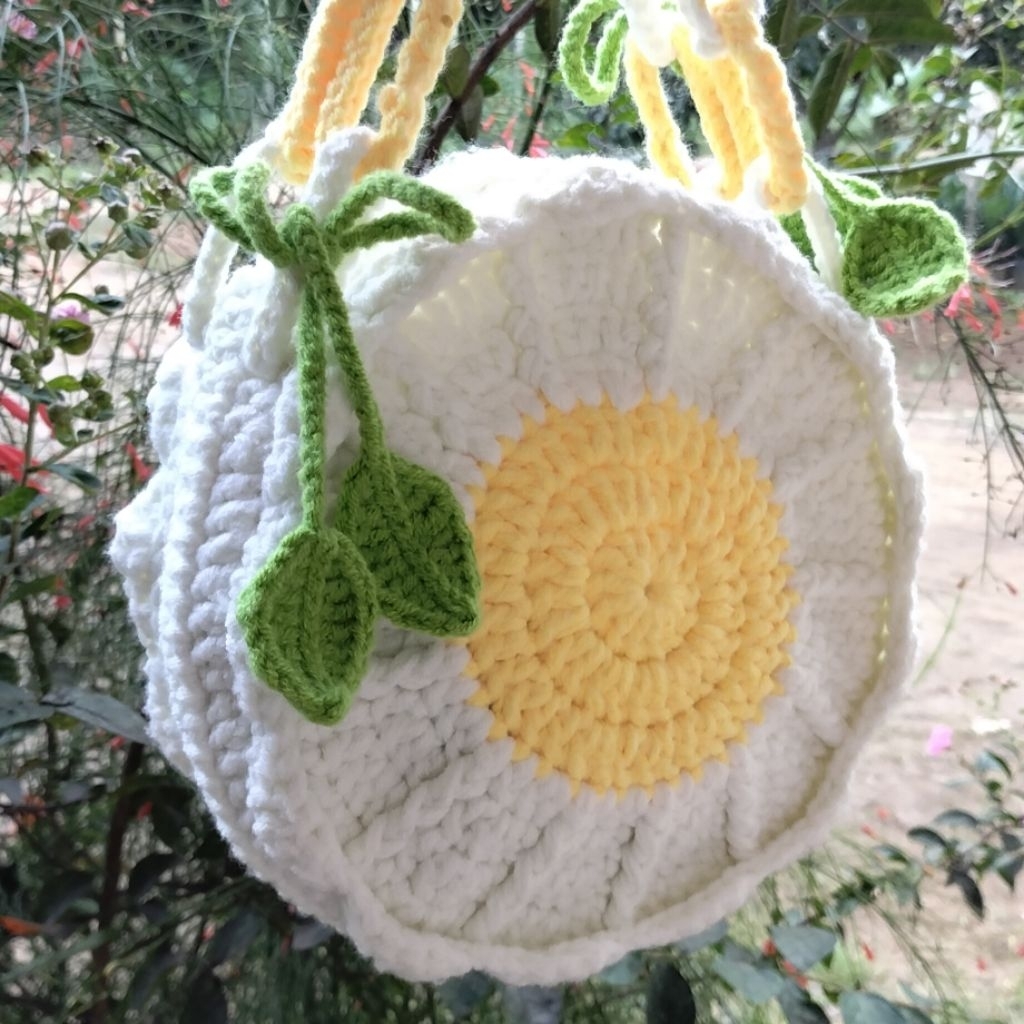 Tas rajut bunga Daisy BIG tas rajut lucu tas rajut model baru