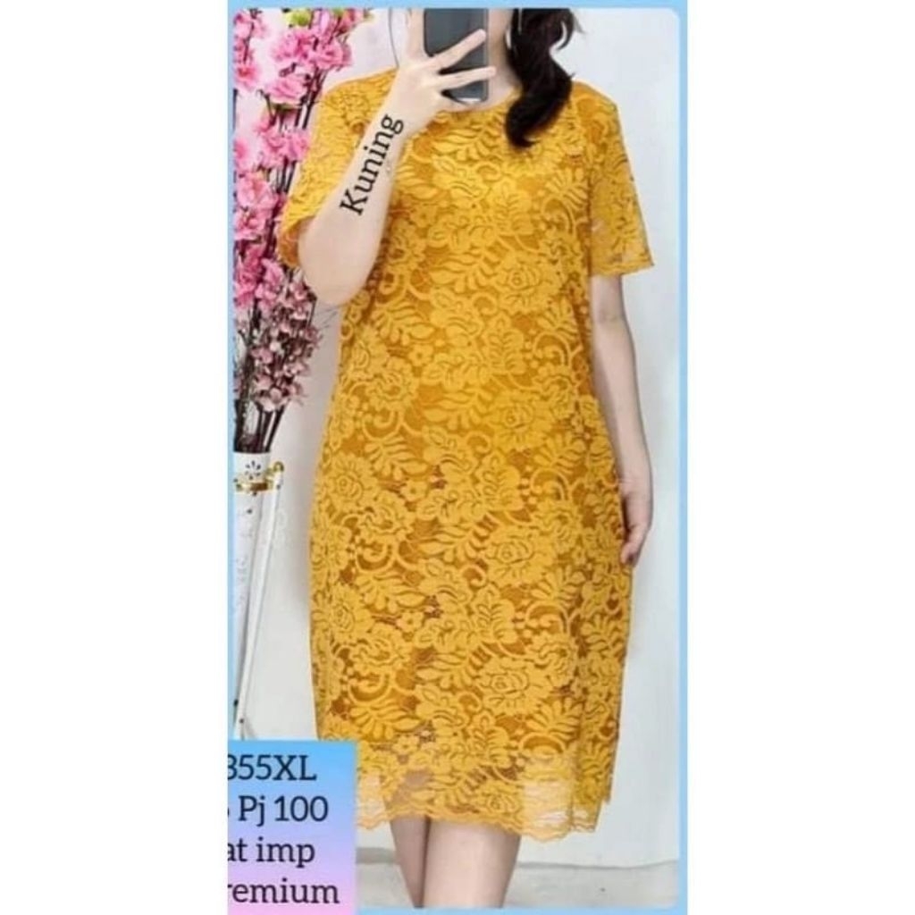 Midi dress brokat premium full furing / gamis modi terbaru  2026
