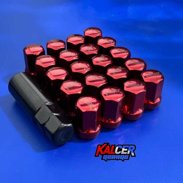 Mur Roda Mobil Racing HSR TYPE 02 1,5 MERAH & HITAM || Lugnut Baut Roda Variasi Free Kunci Shock