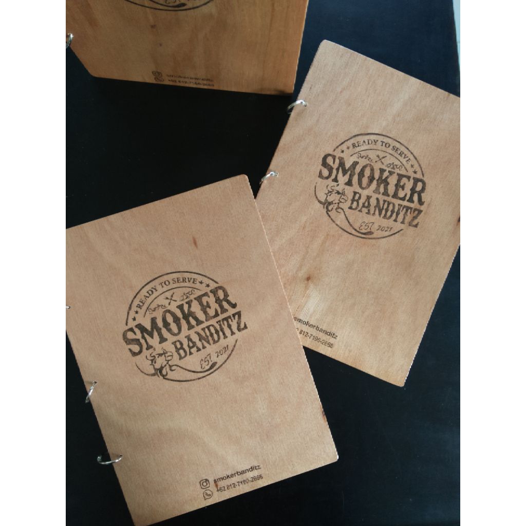 Cover Menu Kayu A4 Plywood Buku Menu Refillable Isi 5pcs