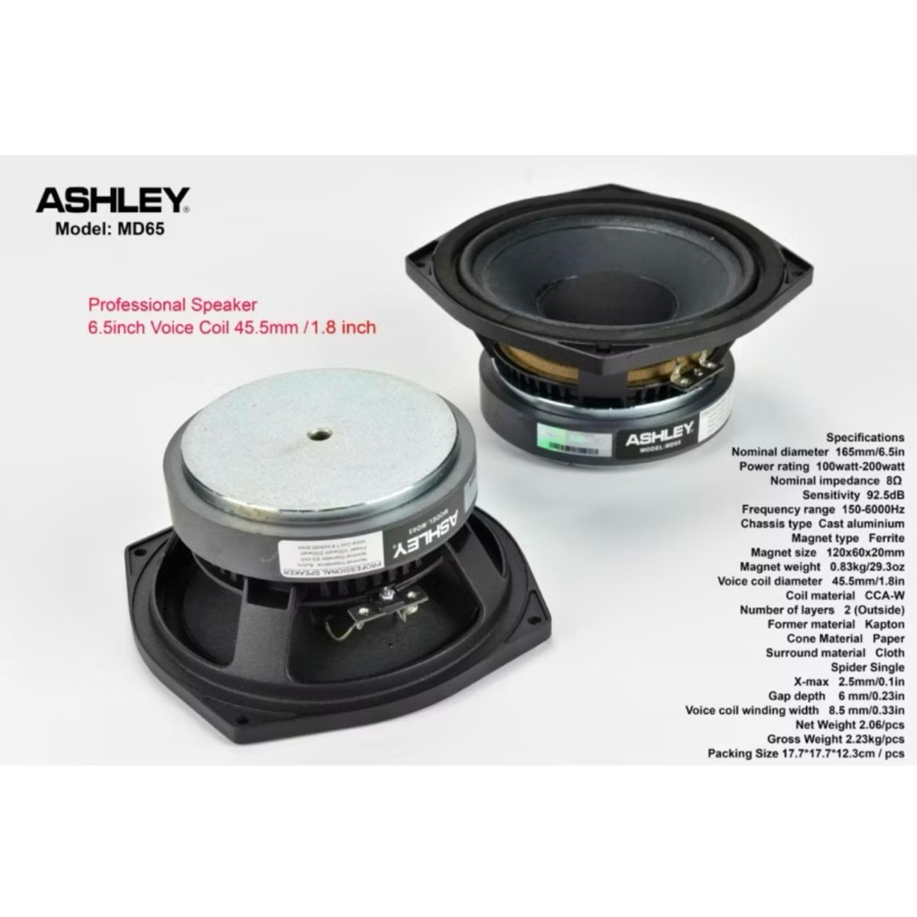 SPEAKER KOMPONEN ASHLEY 6,5INCH MD65 MD 65 MD-65 ORIGINAL ASHLEY