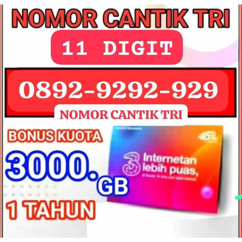 perdana kartu cantik bisa cod 11 DIGIT TRI CANTIK KUOTA HINGGA 3000Gb tanpa batas